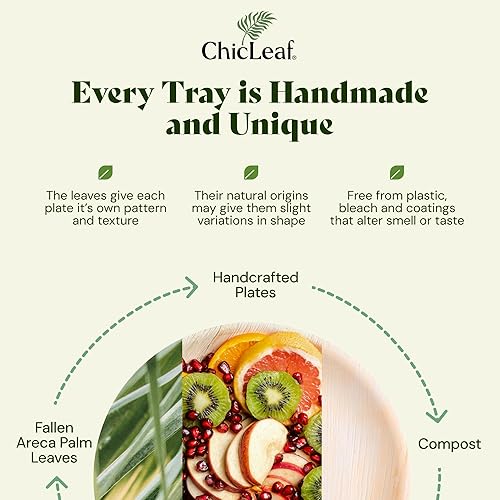 Miniatura 9 de Chic Leaf Bandeja rectangular de hoja de palmera  10 x 14 pulgadas, paquete de 10, natural  Bandeja compostable para embutidos y bandejas de fiesta