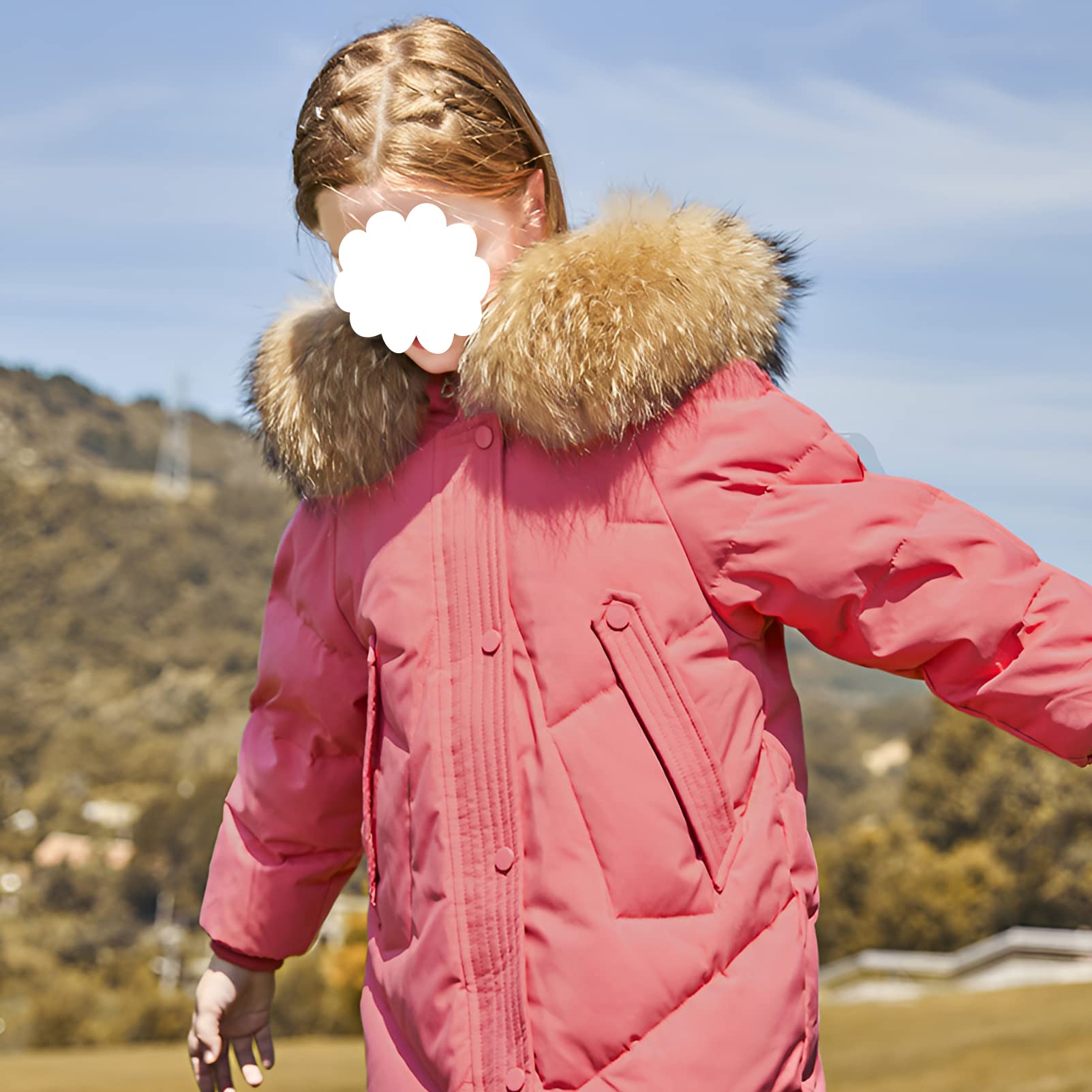 amropi Abrigo para Niña Invierno Chaqueta con Pelo Capucha Plumas Caliente Ropa por 5-13 años