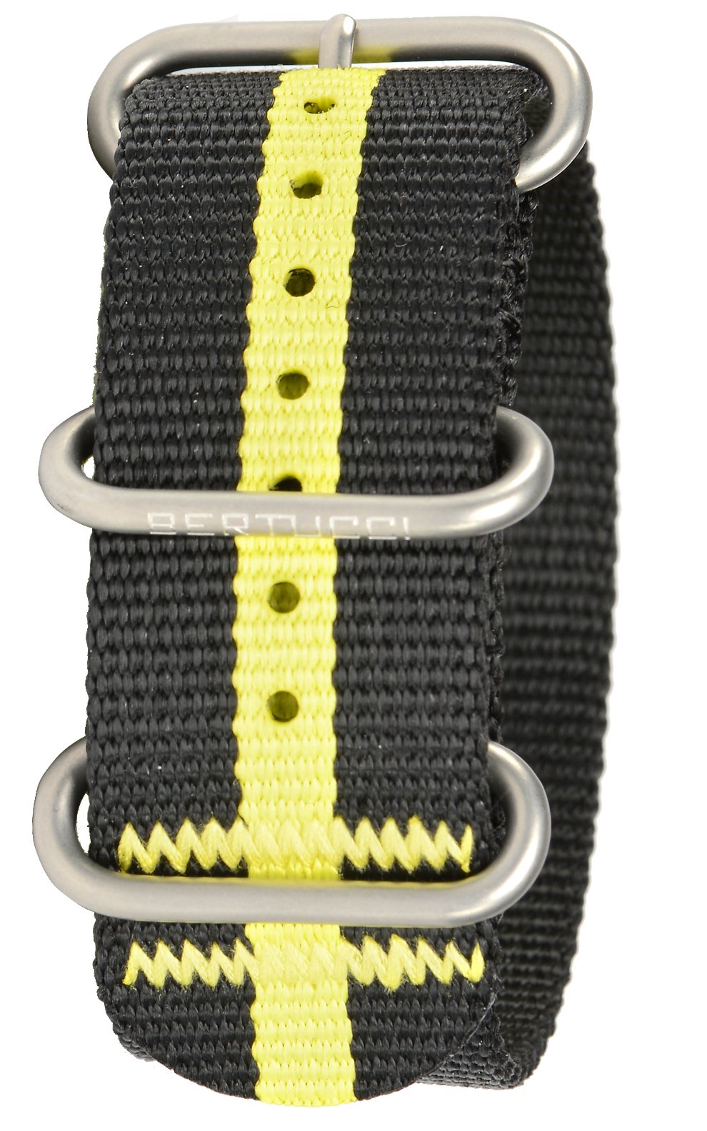 BertucciDX3 B-90 Black w/High-Viz Yellow Stripe 26mm Nylon Watch Band