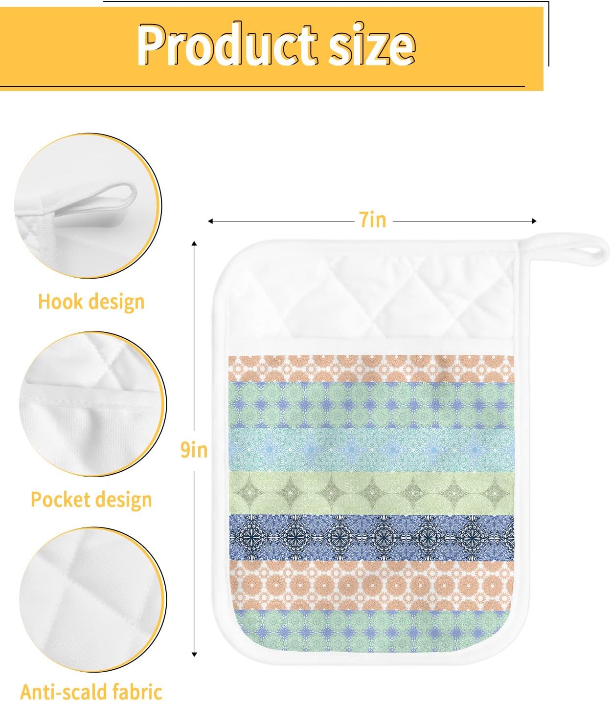 Pot Holders, Boho Pot Holder, Heat-Resistant Hot Pockets, Pot Holders for Kitchen, Hot Pads for Kitchen, Kitchen Accessories 5 Pcs Potholders