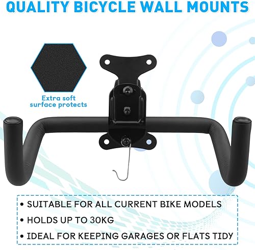 Miniatura 3 de Lxoraziy Soporte de pared para bicicleta, soporte de pared ajustable para bicicleta, ganchos horizontales plegables para colgar bicicletas, para