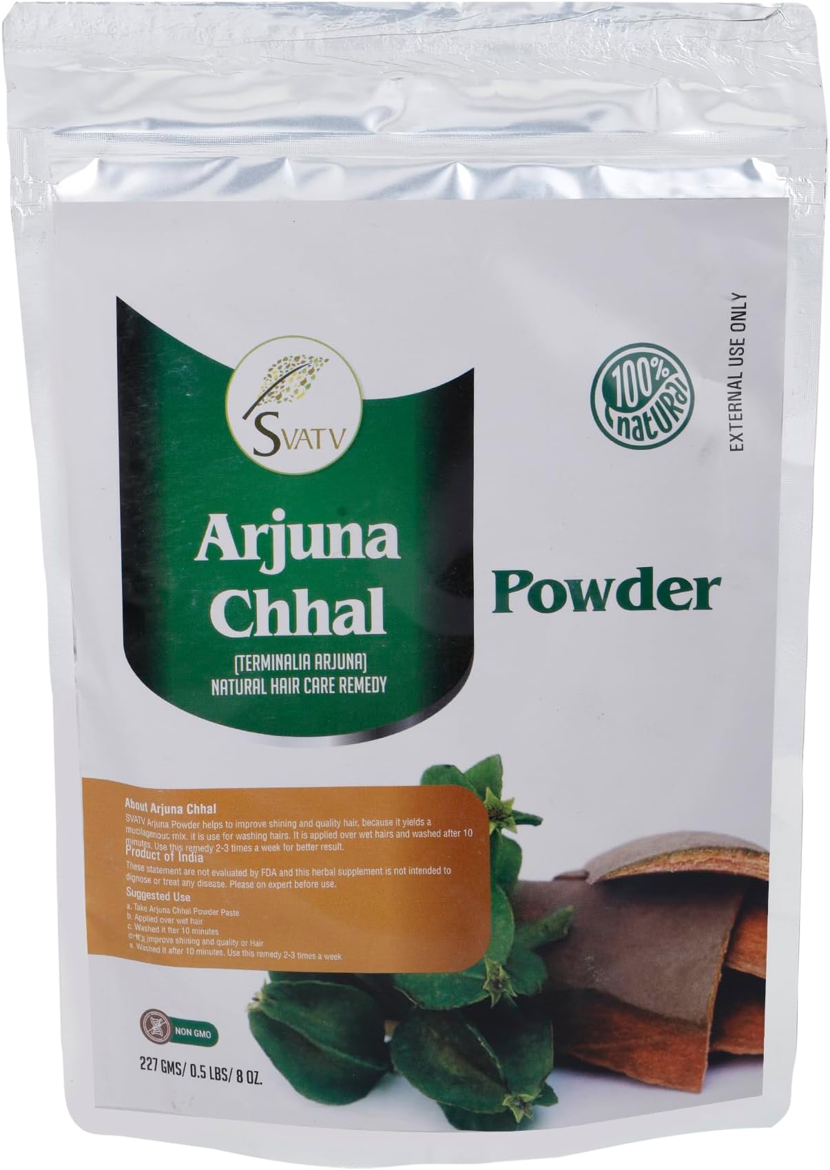 SVATV Arjuna Powder | Terminalia Arjuna | Antioxidant | Good For Healthy Skin | Improves The Moisture Content | No Added Artificial Flavours. No Chemical preservatives | Size - 227g, 8oz, Half Pound