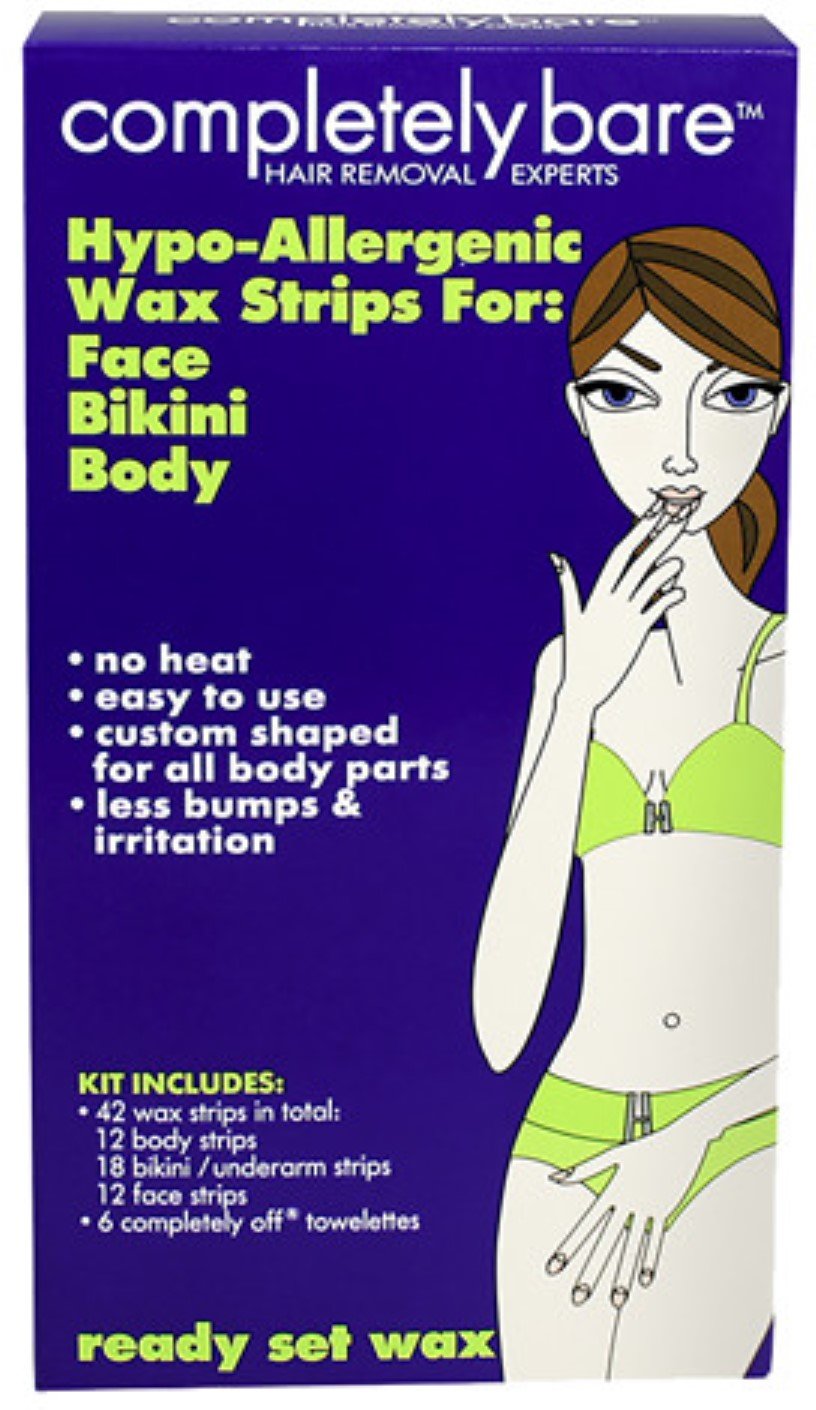 Completely Bare Hypo Allergenic Wax Strips, For Face, Bikini & Body 50 ea (Pack of 6)