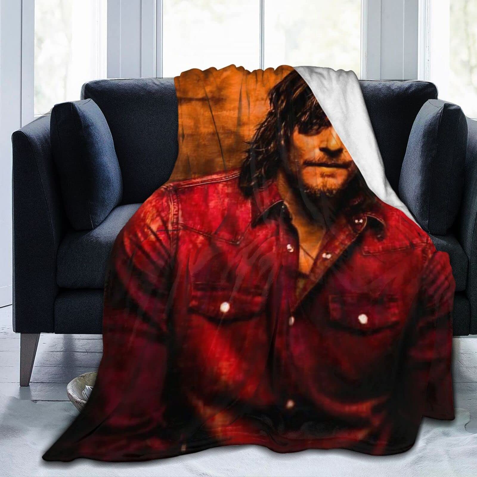 Yingd Norman Reedus Blanket Daryl Dixon D Print Lamb Blanket Plush Blanket Bedding Decor Blanket For Living Room Bedroom Dorm Decor
