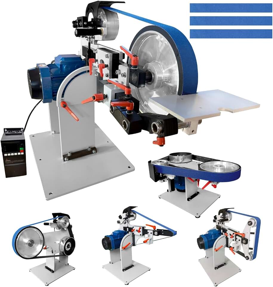 JLD 2 * 72-82Belt Grinder Sander, equipped with 2.2KW VFD, three sets of grinding heads, and 3 zirconia corundum sand belts (60 100 180) compatible with 2 * 72 sand belts
