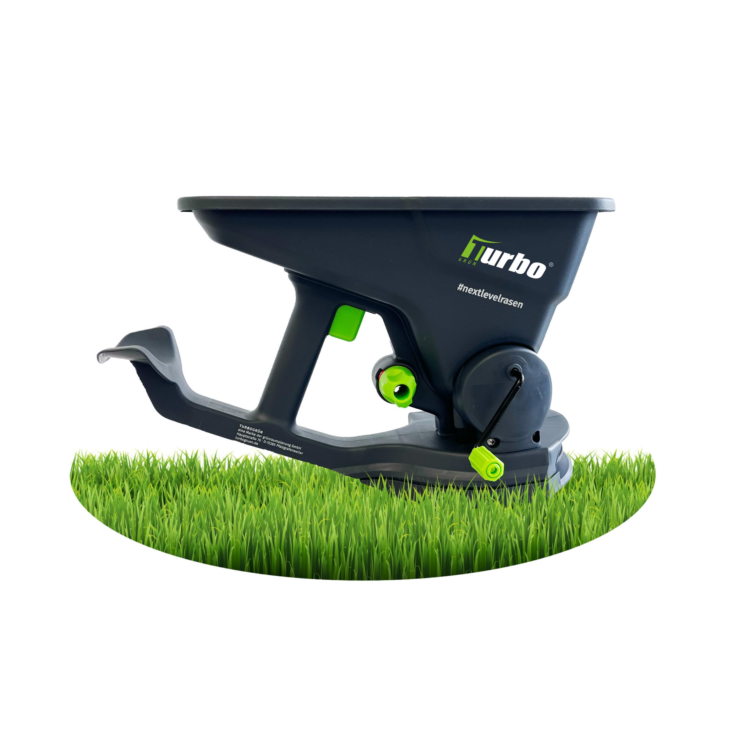 Turbogrn Handstreuer, ideal als Dngerstreuer fr Dnger, Samen, Erde oder  Salz nutzbar, Streuwagen Rasendnger, mit Handkurbel, zum genauen Streuen  und Dngen : Amazon.de: Garten