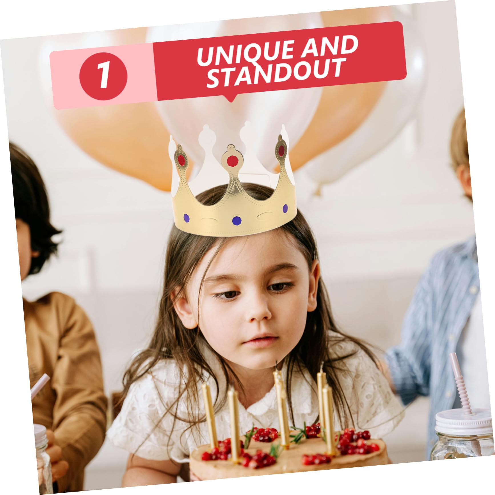Kisangel 50 Pezzi Cappelli Corona di Carta Oro per Feste di Compleanno Bambini, Design Embossed Spesso e Look Tridimensionale per Decorazioni e Accessori Party