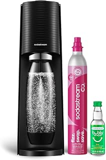 SodaStream Terra Sparkling Water Maker Starter Kit with CO2 Cylinder, DWS Bottle & Bubly Drop - Black, Eco-Friendly