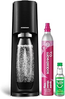 Terra Soda Streaming Machine - STARTER KIT - Sparkling Water Maker with CO2 & Bubly Drop - Eco-Friendly, No Batteries Needed - Black