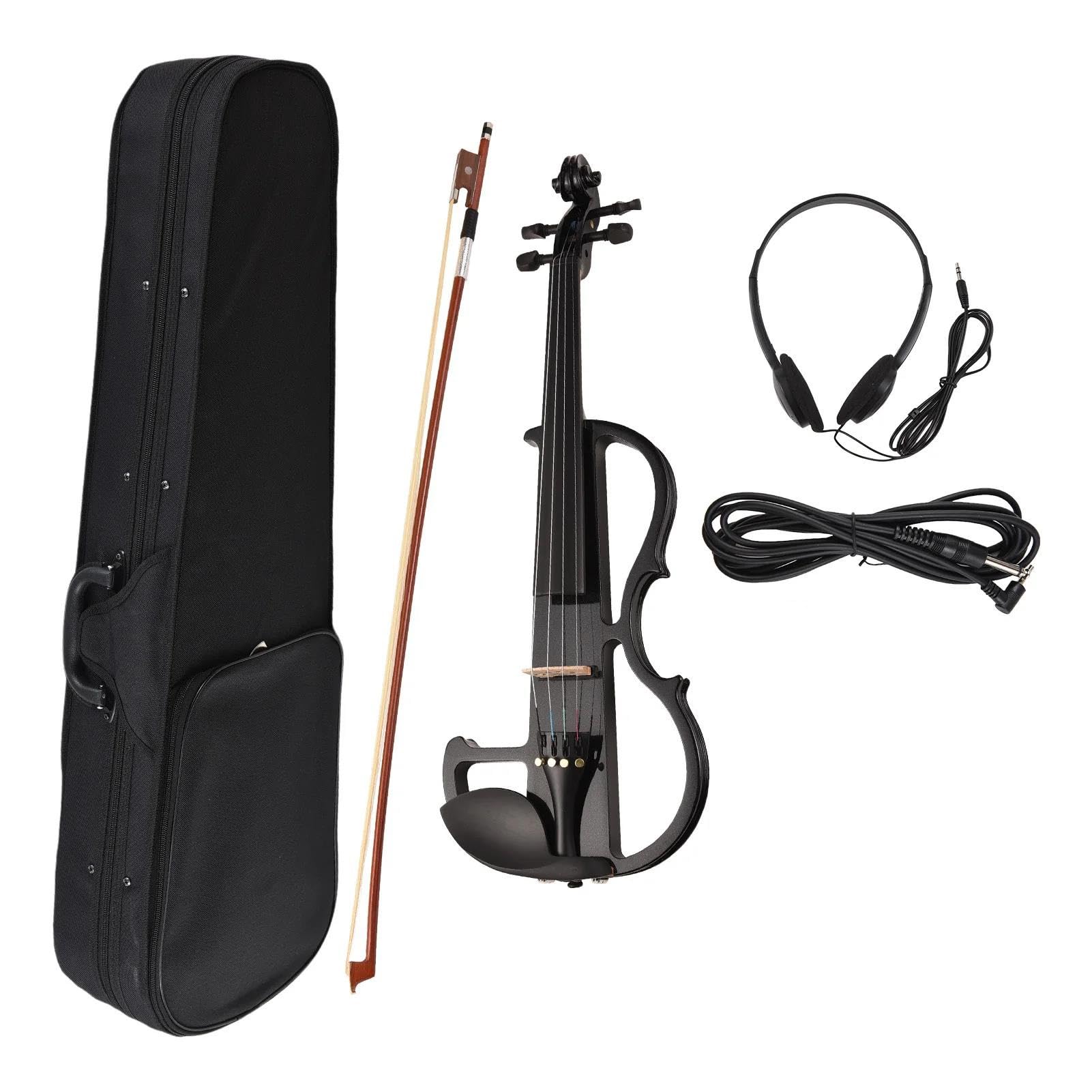 Violino Elettrico 4/4 Completo Professionale Silenzioso Adatto Ai Principianti Con Custodia Rigida Violino