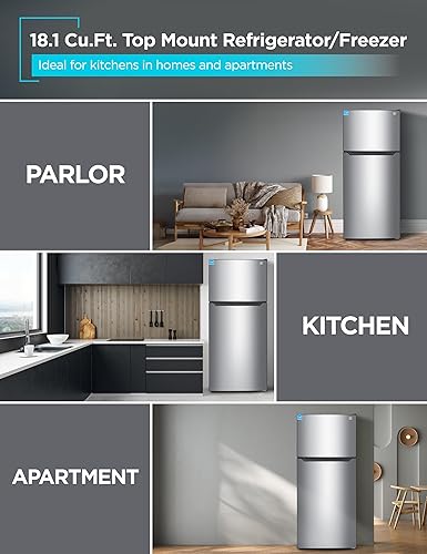 Miniatura 2 de BLACK+DECKER Refrigerador de montaje superior de 18.1 pies cúbicos con congelador, refrigerador de 2 puertas con congelador superior y control de