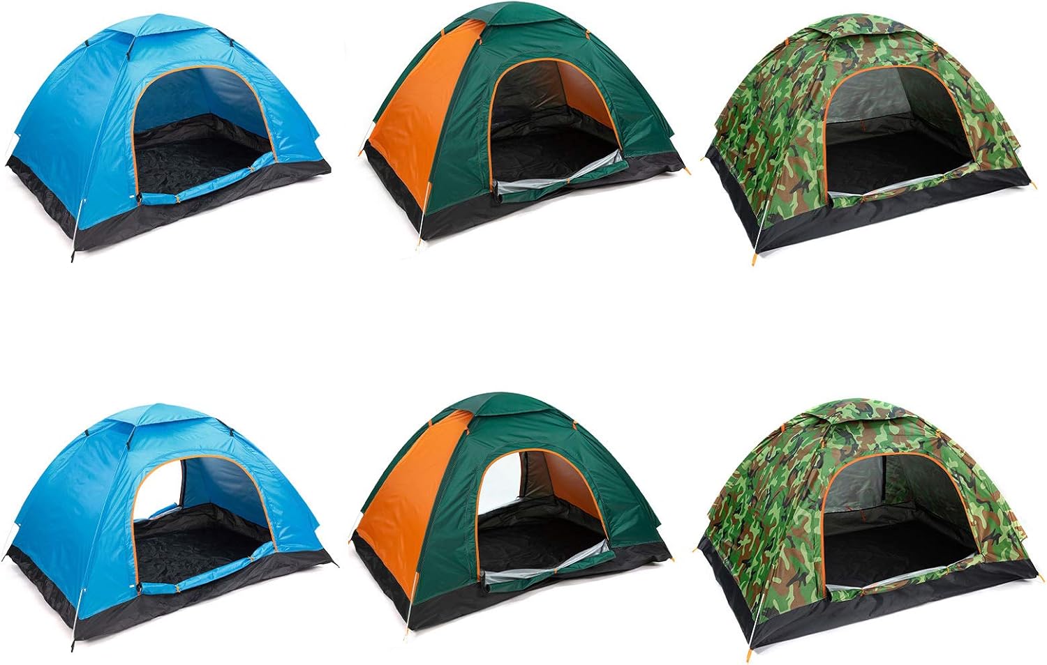 2 Person Pop Up Tent, Instant Setup Camping Tent with Silver Coated Polyester, Portable Double Door Shelter for Weekend Outdoor Use, Green Orange