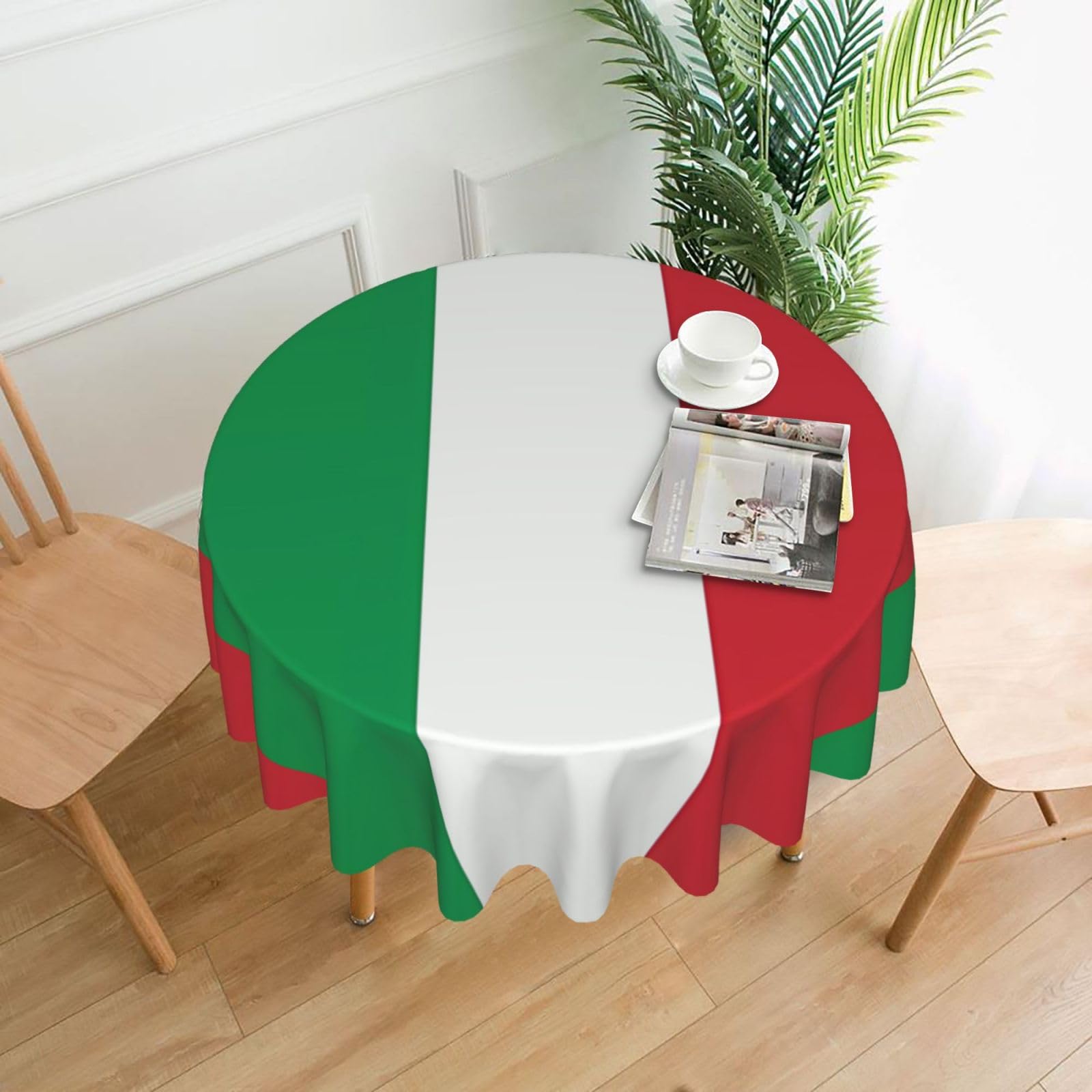 WHJSSF italy flag Prints Round Decorative Table Throw 60 Inch – Waterproof Table Cover for Dining, Coffee Tables, and Outdoor Events