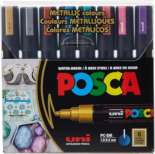Miniatura 1 de Posca PC-5M - Rotuladores permanentes a base de agua, juego de 8 colores oscuros