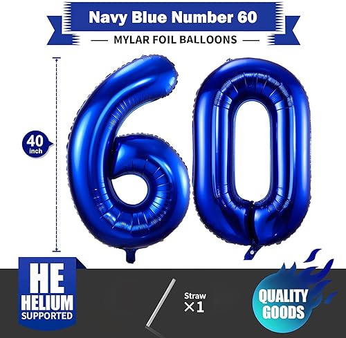 Miniatura 9 de Globos de color azul marino del número 25, globos de cumpleaños de 40 pulgadas, globos de cumpleaños de 25 o 52 globos grandes de aluminio de Mylar