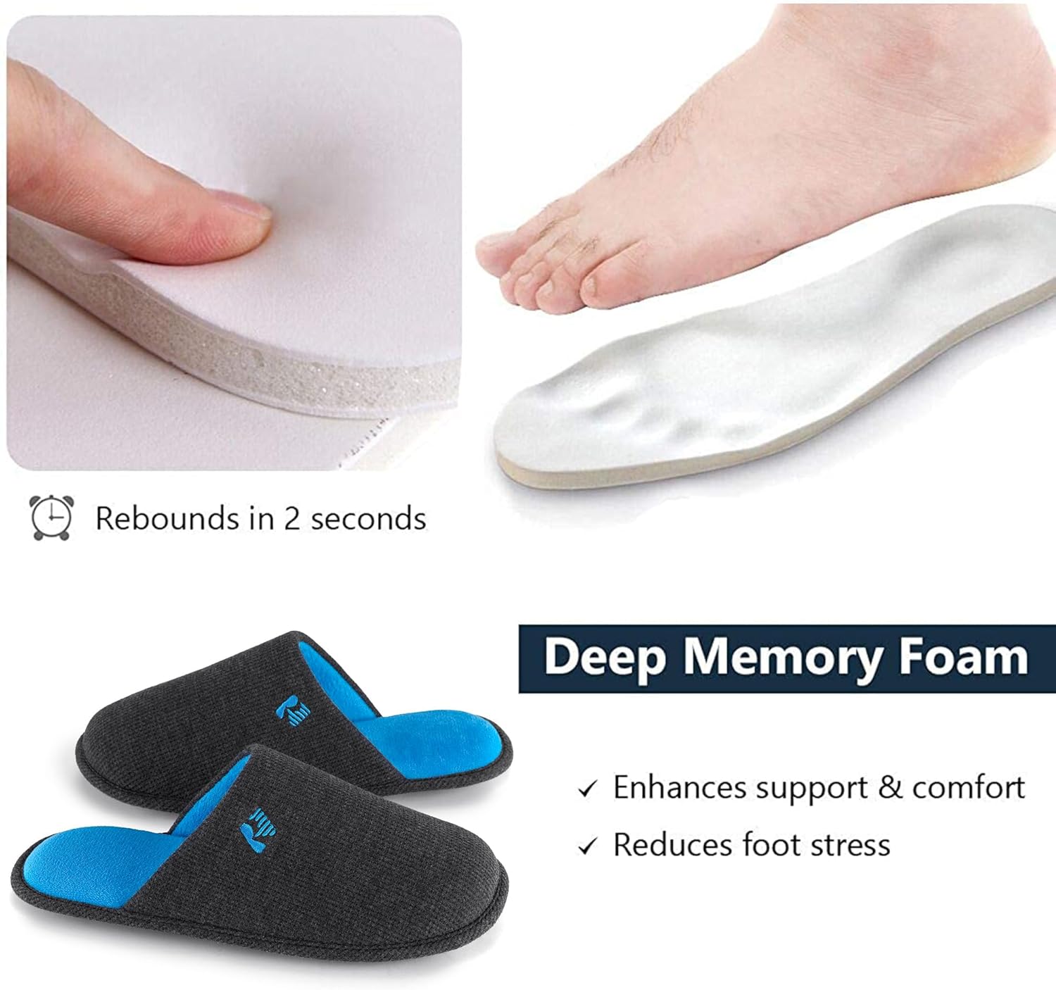 RockDove Mens Two Tone Memory Foam Scuff Slippers Lightweight Breathable Non Slip Indoor Outdoor Gift Ready - Image 5