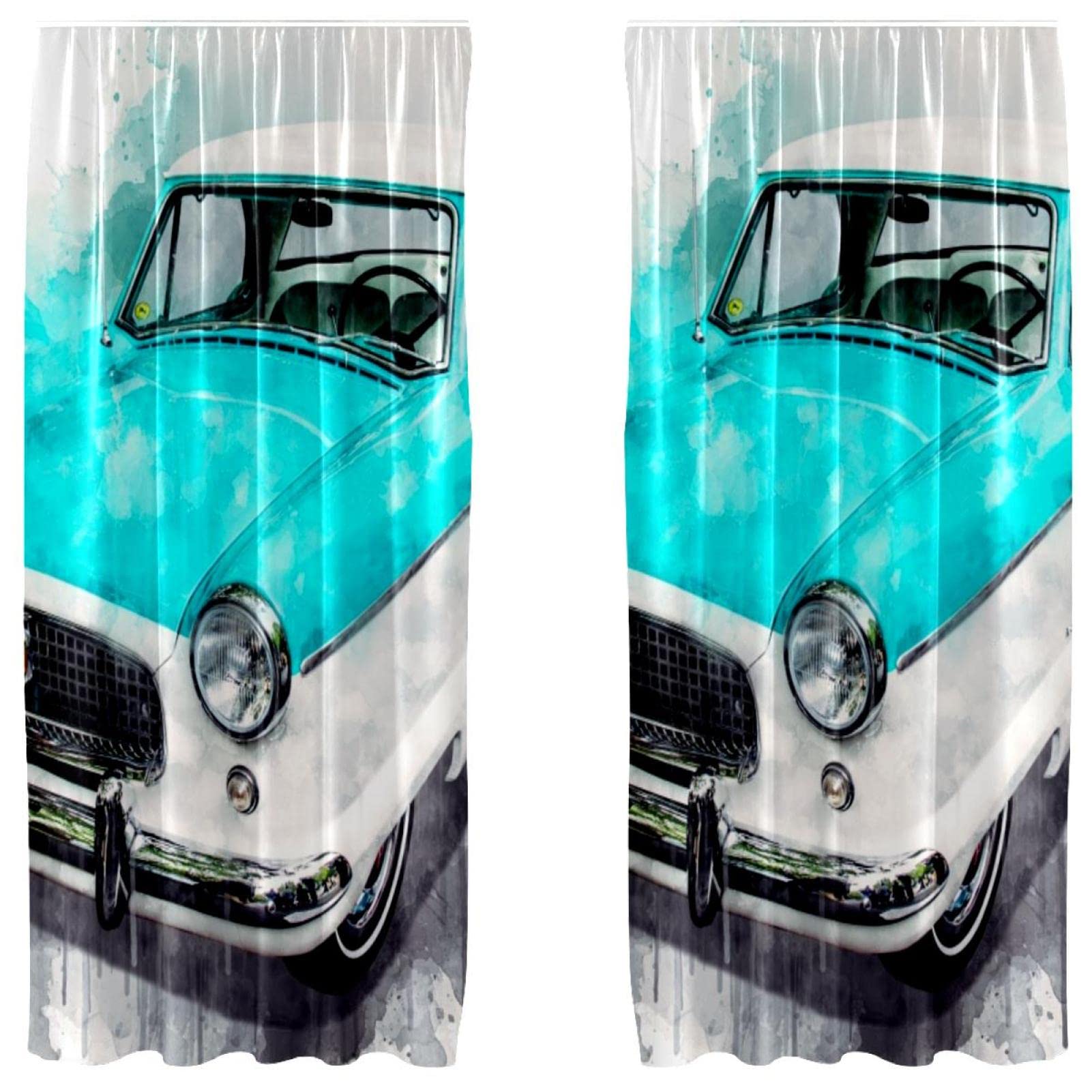 Rideaux aquarelle voiture pour éveiller l'imagination des petits