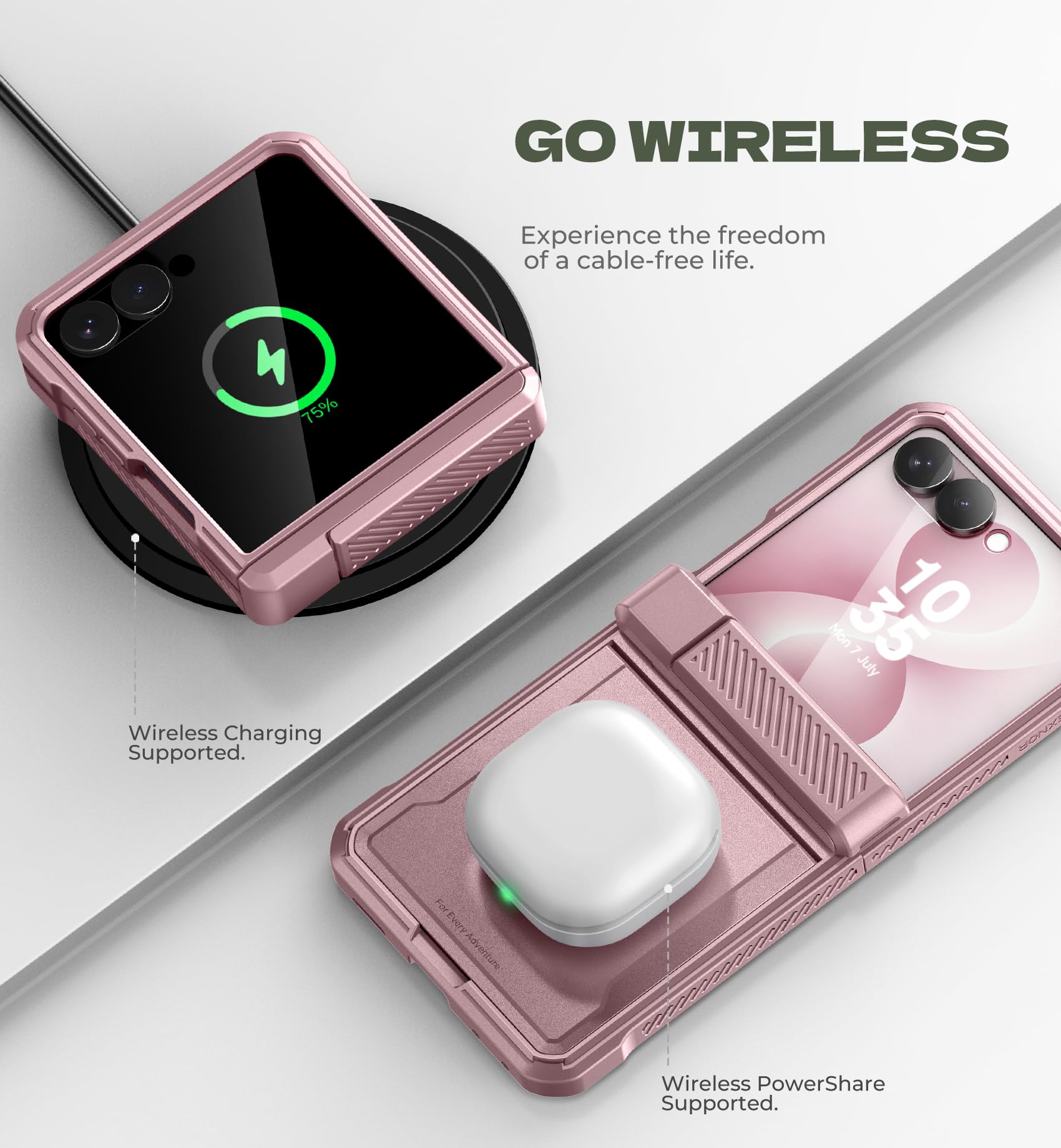 Dexnor Kompatibel mit Samsung Galaxy Z Flip 8 Hülle mit Dual-Ständern, Auto-Close-Scharnierschutz & Displayschutzfolie, Vollständige Robuste Stoßfeste Schutzhülle, Schwerer Bumper Case - Pink