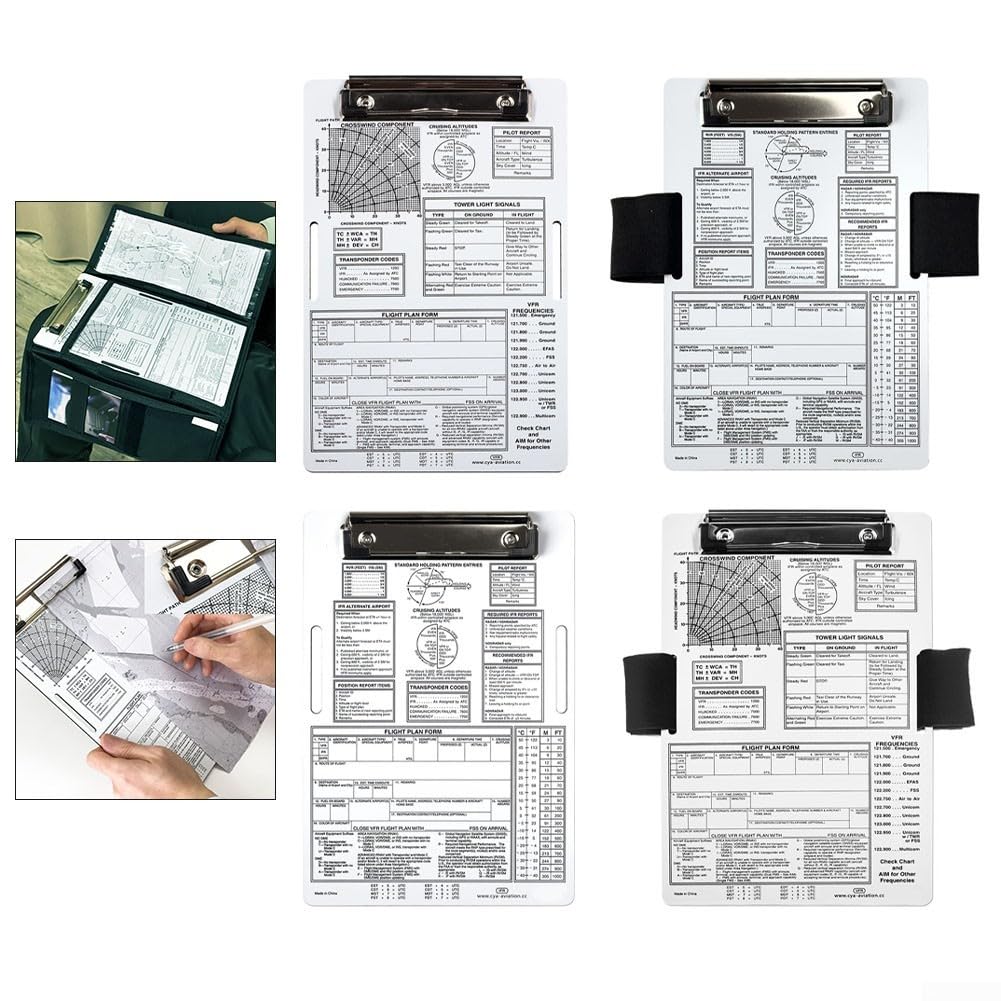 Genouillère pilote en alliage X pour sangle Ifr Aviation avec métal Si Plus élastique Vfr 91/2 Aluminium 61 Plus 2 support pour carnet de données de vol Clip (VFR+A)