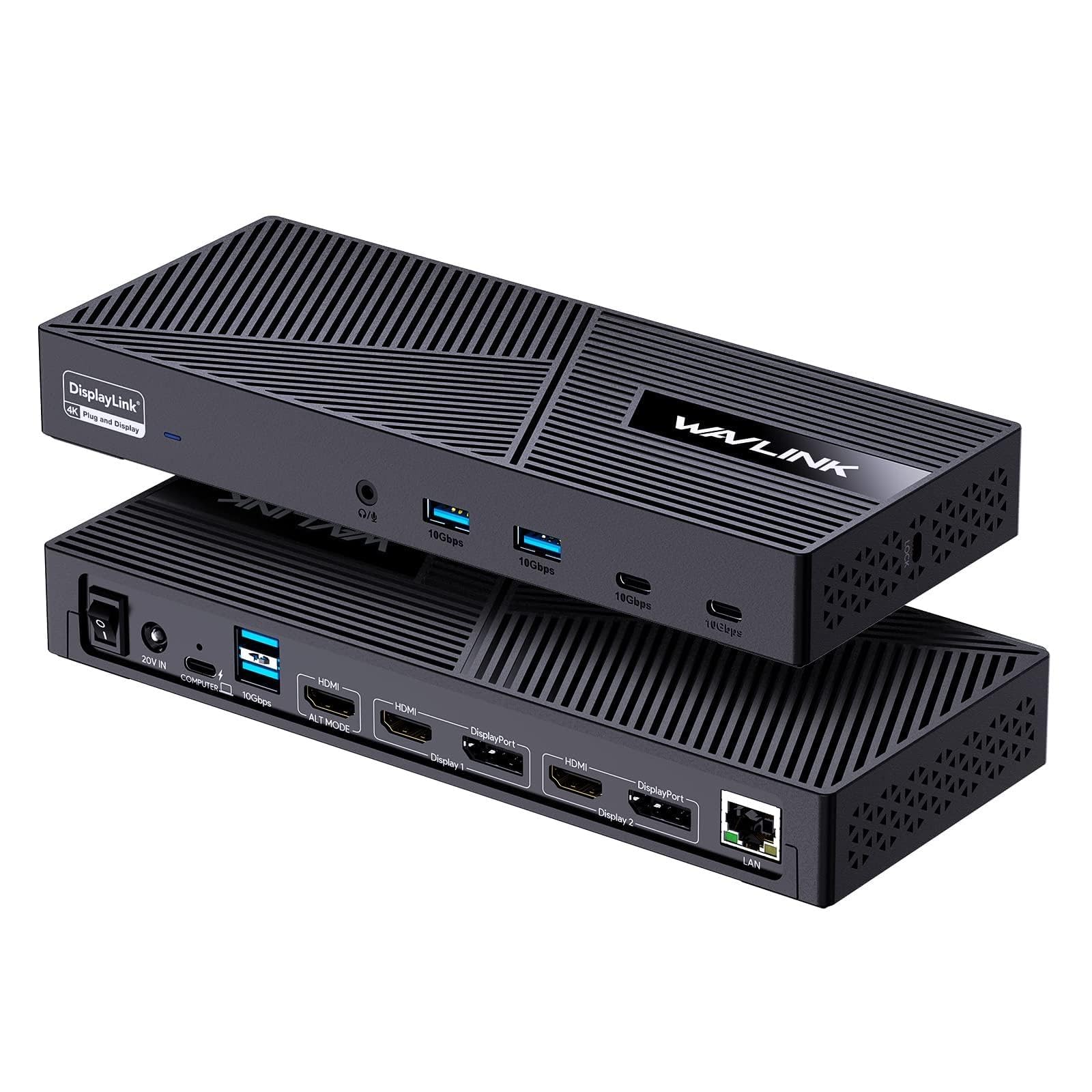 WAVLINK USB-C Triple Monitor Docking Station for MacBook M1/M2/M3/M4/M5 & Windows – 100W PD, 3×HDMI/2×DisplayPort, 6x10Gbps USB Ports, Gigabit Ethernet, Ideal for Workstation & Home Office