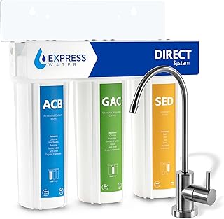 Express Water Direct Water Filtration System – 3 Stage Direct Water Filter System with Chrome Faucet – Under Sink Water Filter – Sediment, Activated Carbon Block, and Granular Activated Carbon Filters