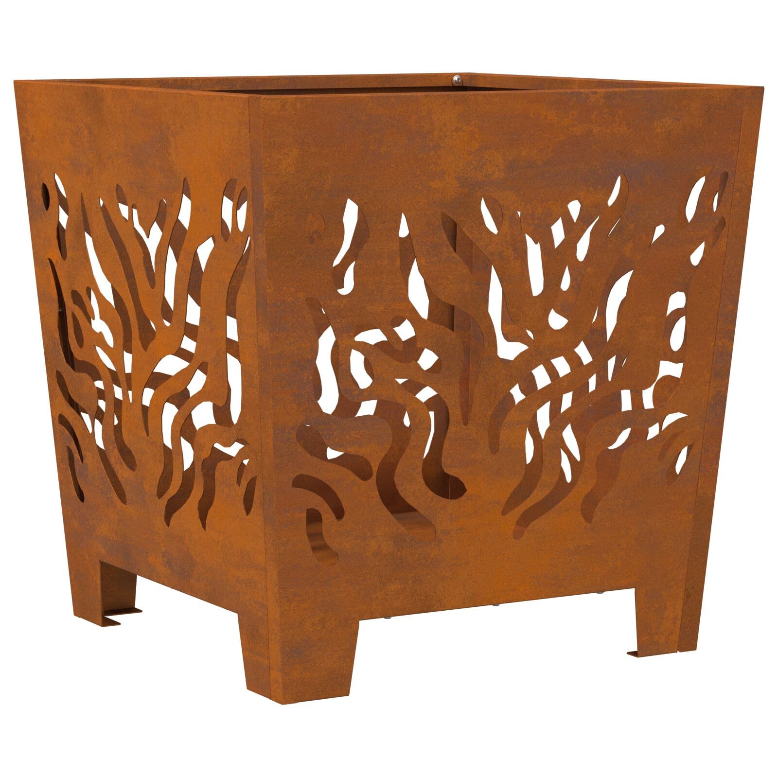 Kwadratowy palenisko ze stali corten 40x40x40 cm - 858913
