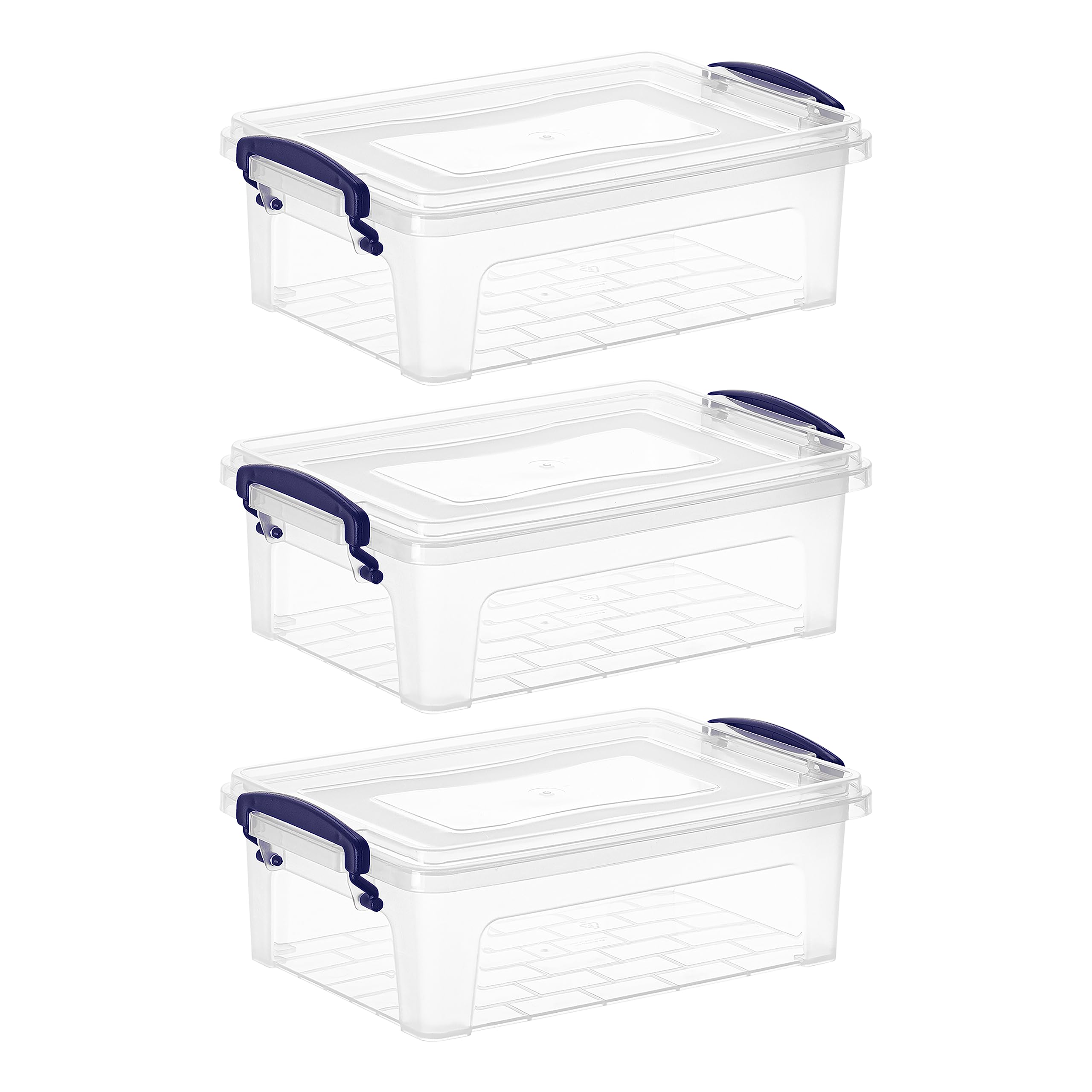 Superio Storage Bins with Lids- 3 Pack, 2.3 Qt Clear Boxes for Organizing, Stackable Plastic Containers- BPA Free, Non-Toxic, Odor Free, Organizer for Home, Office, Dorm