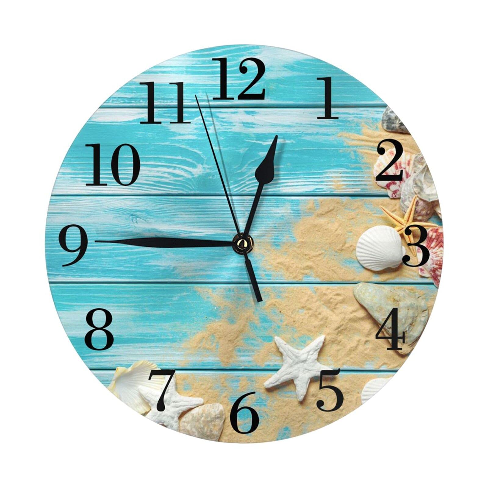 Conchiglie di Mare Legno Sfondo Orologio da Parete A