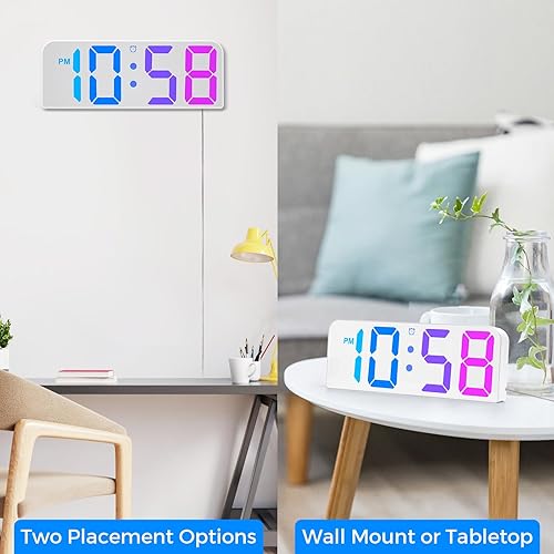 Miniatura 7 de Reloj de pared digital con pantalla grande dígitos grandes RGB, brillo ajustable, reloj de pared LED silencioso para aula, cocina, sala de estar,