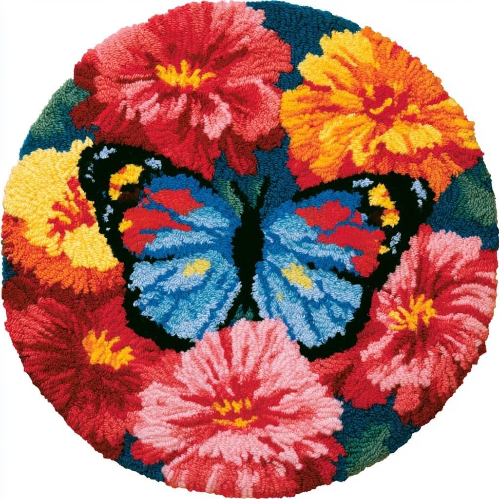 AMBATTERY Latch Hook Kits for Adults,Rug Making Kit,Butterflies and Flowers