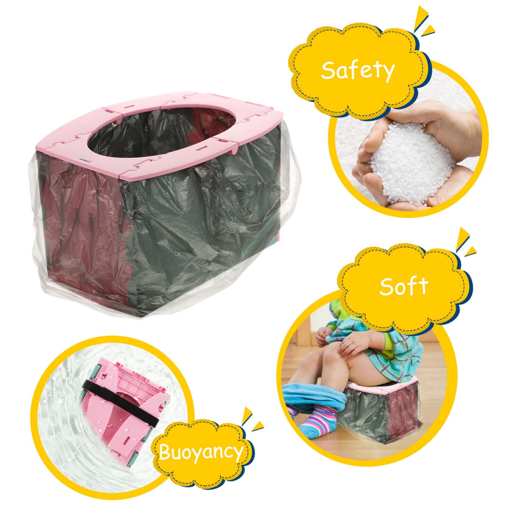 Toyvian Portable Baby Folding Toilet Travel Potty Seat Toddler Training Toilet Compact Lightweight Pp Material