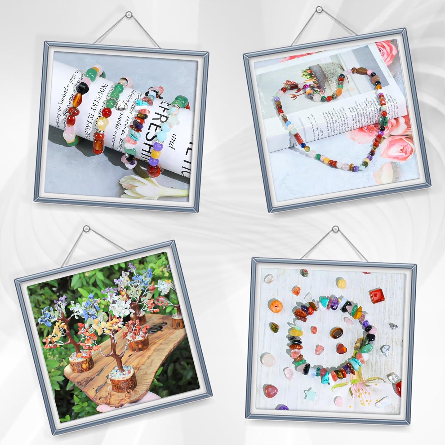 450PCS Mixed Bulk Natural Assorted Stone Beads for Crafts Bracelets Earrings Necklace, Semi Precious Gemstone Crystal Assortment Beads for Adults Women (0.5 Pounds) - Image 5