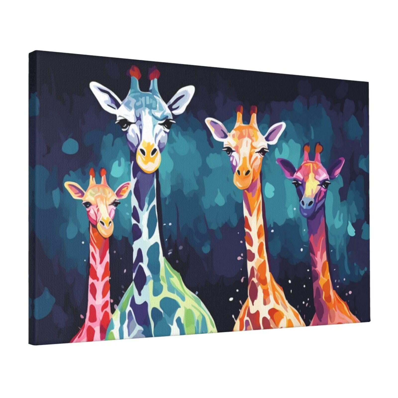 Canvas Wall Art for Living Room Wall Decor 16"x24" Modern Artwork Painting Pictures Hanging Canvas Prints Colorful Giraffe Fans Lovers Aesthetic Wall Art for Bedroom Bathroom Office Wallart Decor