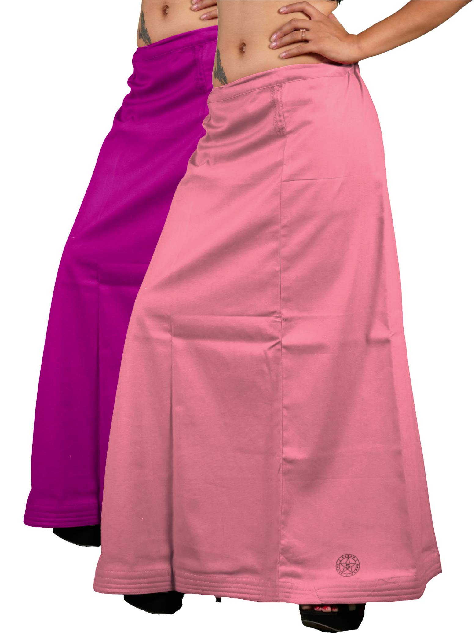The Crafted Women's Pure Cotton Readymade Inskirt Saree Petticoats Combo with Handmade Nada (Egg Plant)