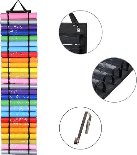 Miniatura 2 de AROUY Organizador de almacenamiento de vinilo, soporte de rollo de vinilo para montaje en paredsobre la puerta, estante de almacenamiento de vinilo