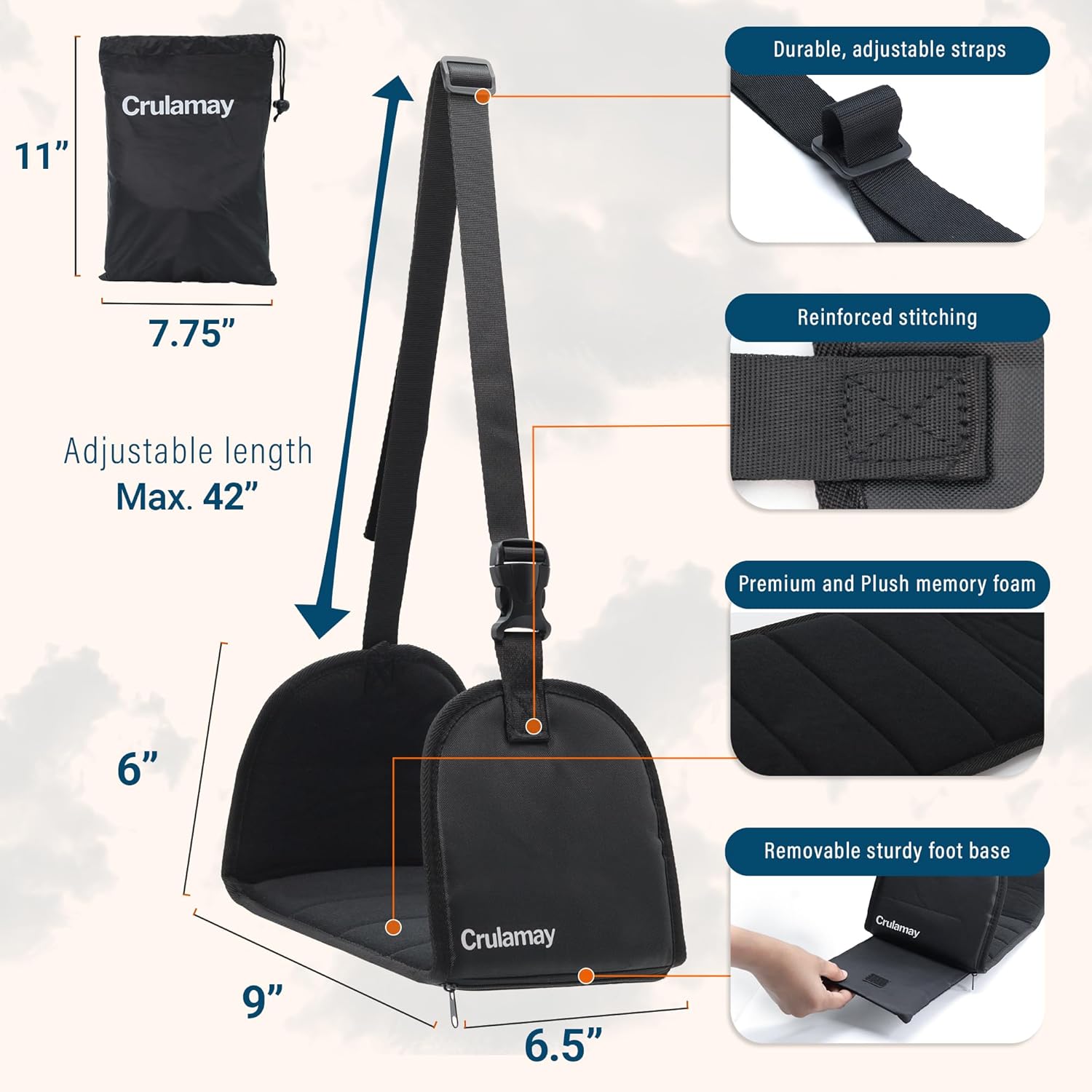 Anti-Squeeze Airplane Foot Hammock for Plane Travel with