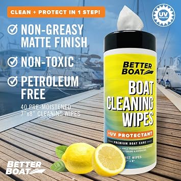 Boat Cleaner Wipes with UV Protection, Marine Vinyl Cleaner and Protectant