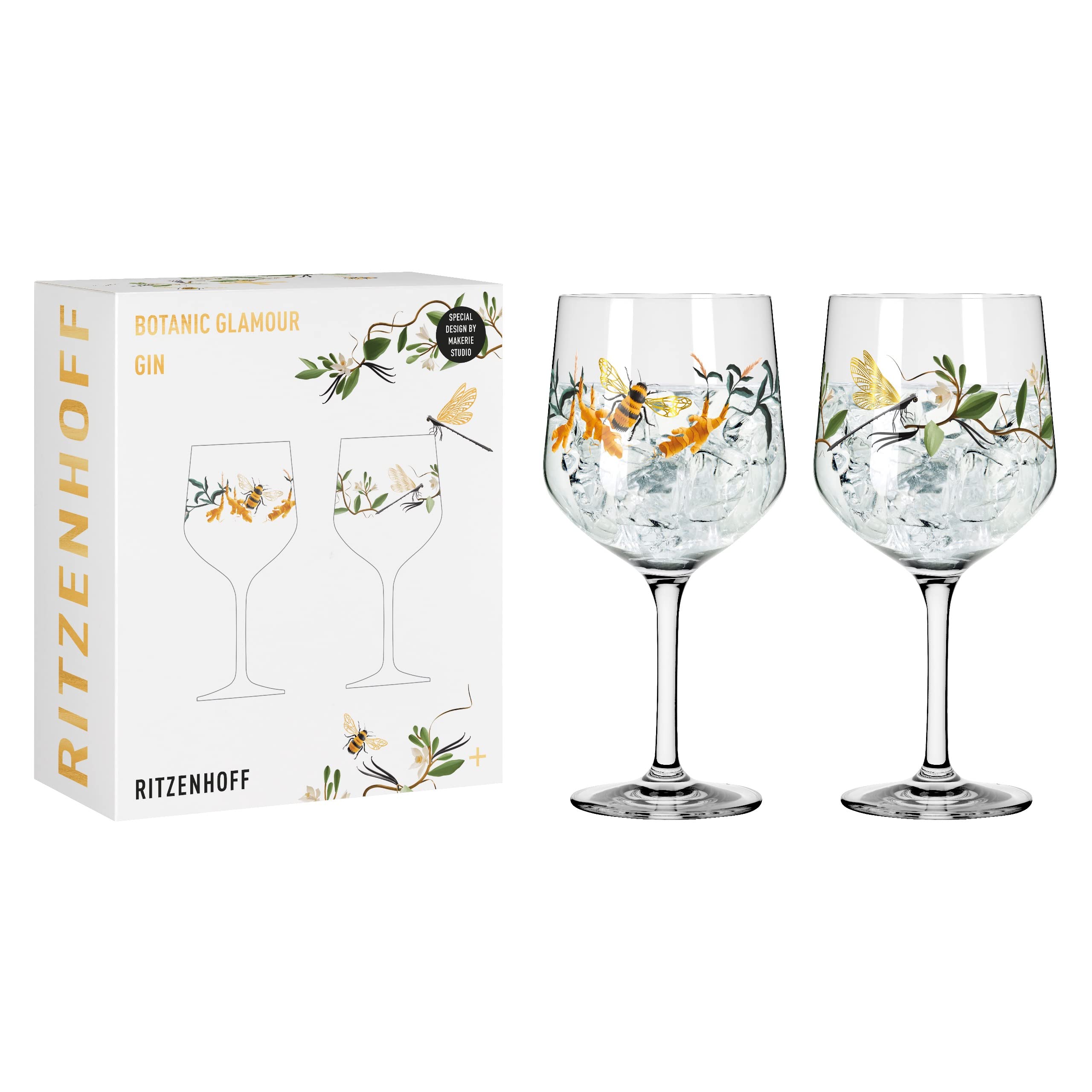 Ritzenhoff Botanic Glamour No. 1 3791002 Gin Glass 700 ml Set of 2 with Paper Worlds Made in Germany