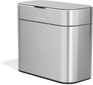 simplehuman Compost Caddy 4L Brushed Stainless Steel - Magnetic Dock Trash Can Mount, Odor-Control Countertop Bin