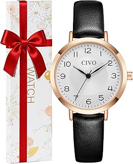 CIVO Ladies Watches Minimalist Analogue - Elegant Classic Women Wrist Watch Leather Strap for Ladies Girls