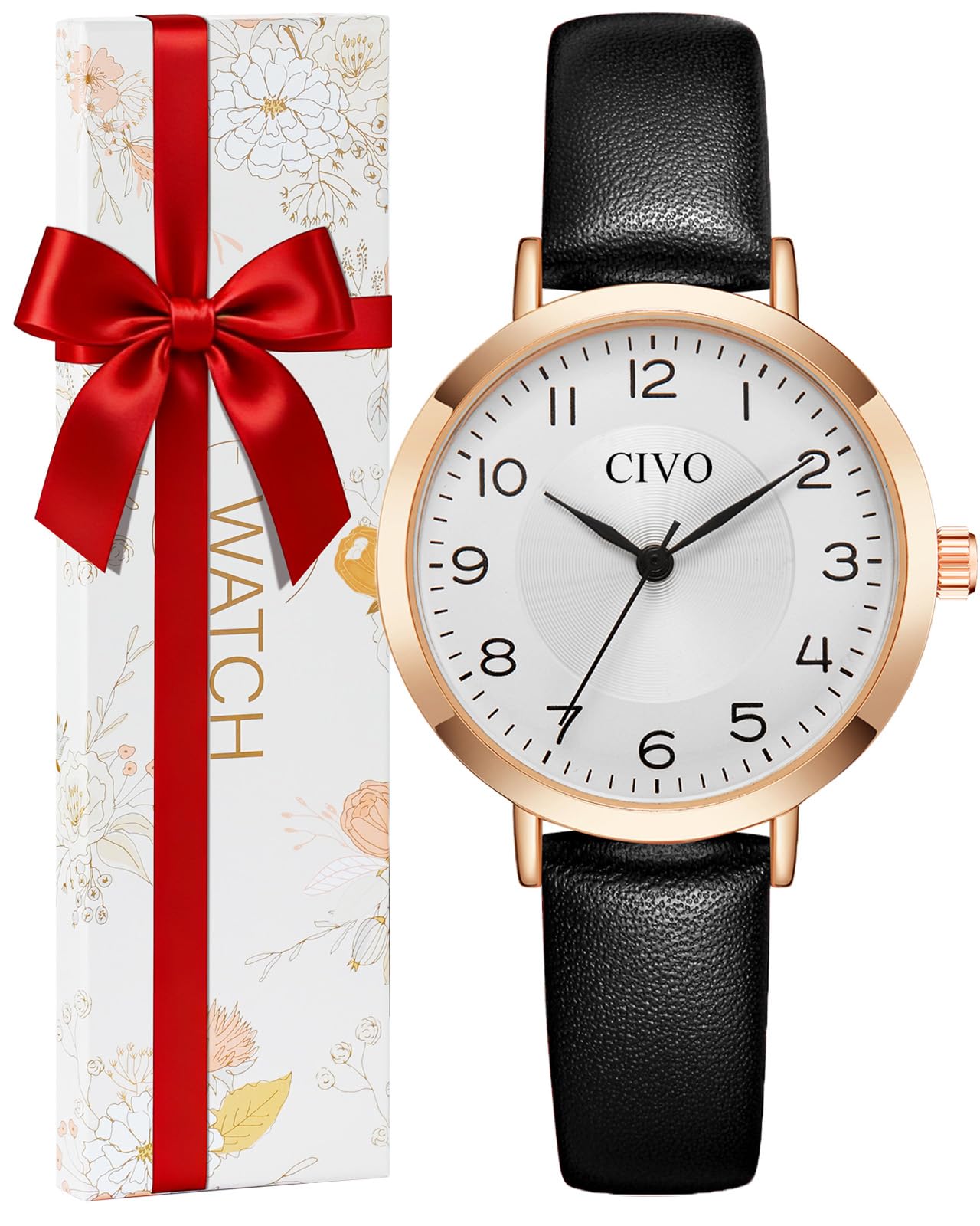 CIVO Ladies Watches Minimalist Analogue - Elegant Classic Women Wrist Watch Leather Strap for Ladies Girls