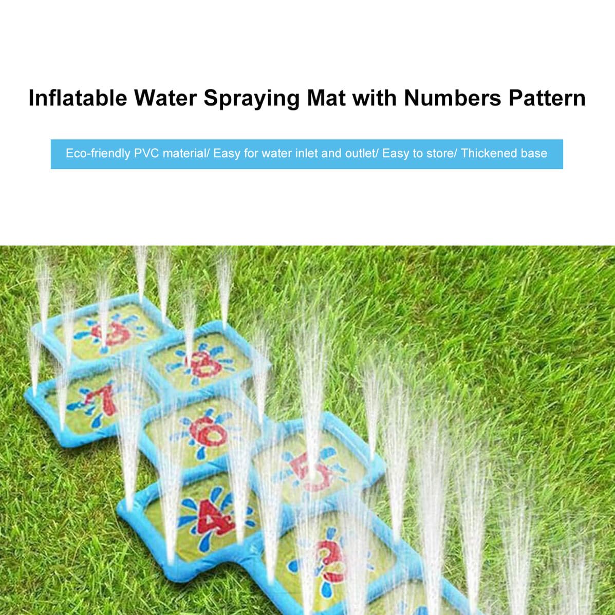 Gatuida 1 Unidad Colchoneta Inflable Rociador de Agua para Niños, Alfombra de Juego Exterior Números del 1 al 9, Adecuado para Piscina, Playa y Actividades Acuáticas de Verano