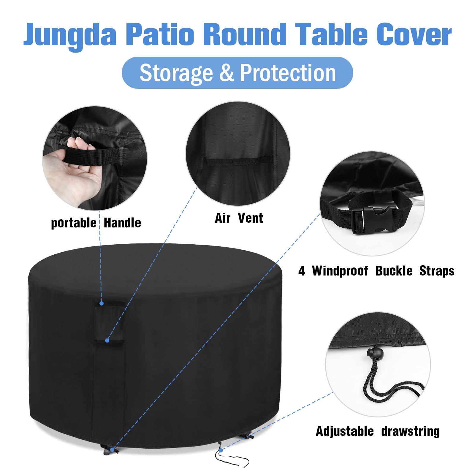 Housse De Table Ronde Imperméable Oxford 210D – Taille 137 Cm, Protection Extérieure Anti-poussière