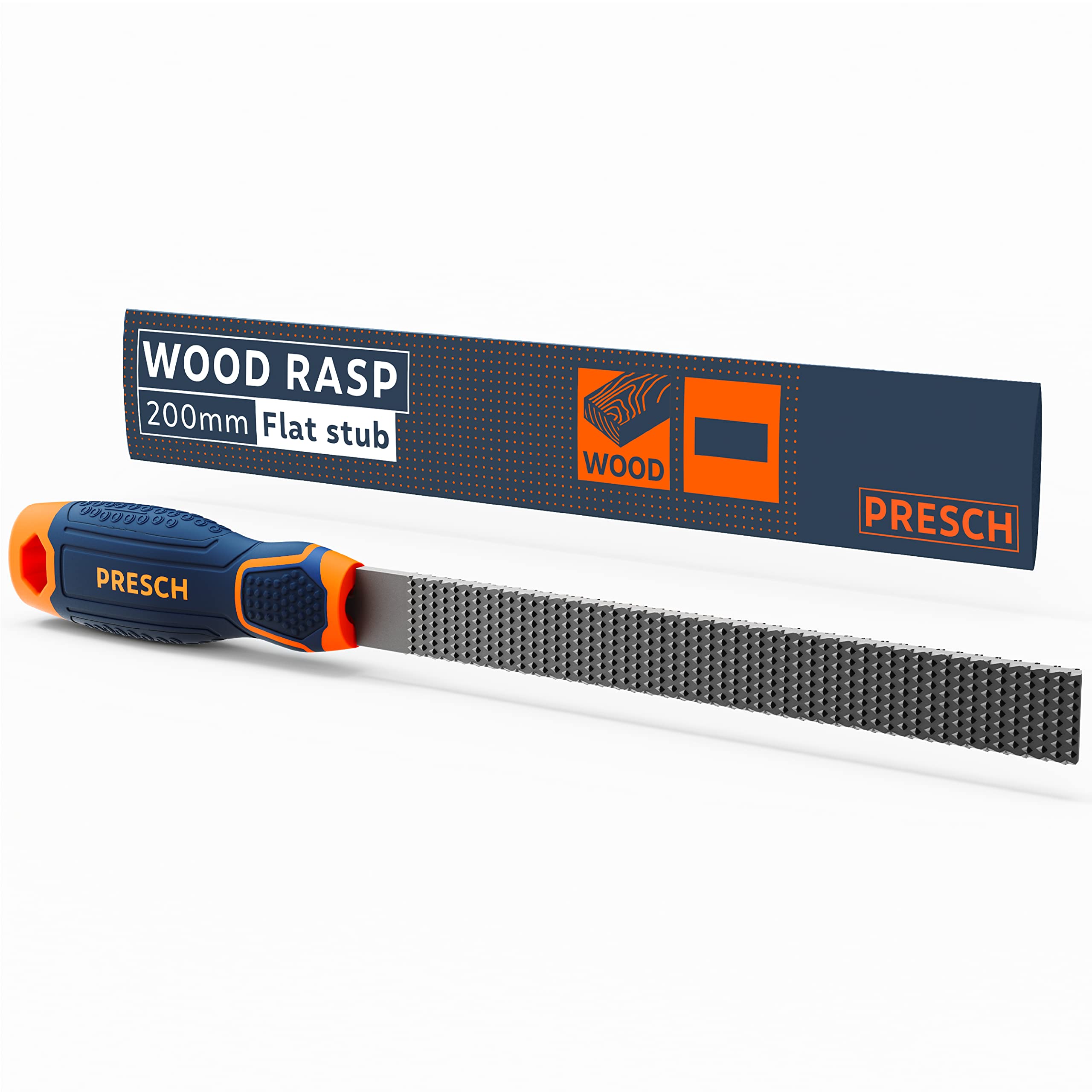 Presch Flat rasp 200mm - Wood rasp with Double-Sided Cut H2 for Clean Edge Processing in Hardwood or softwood - Professional Wood File