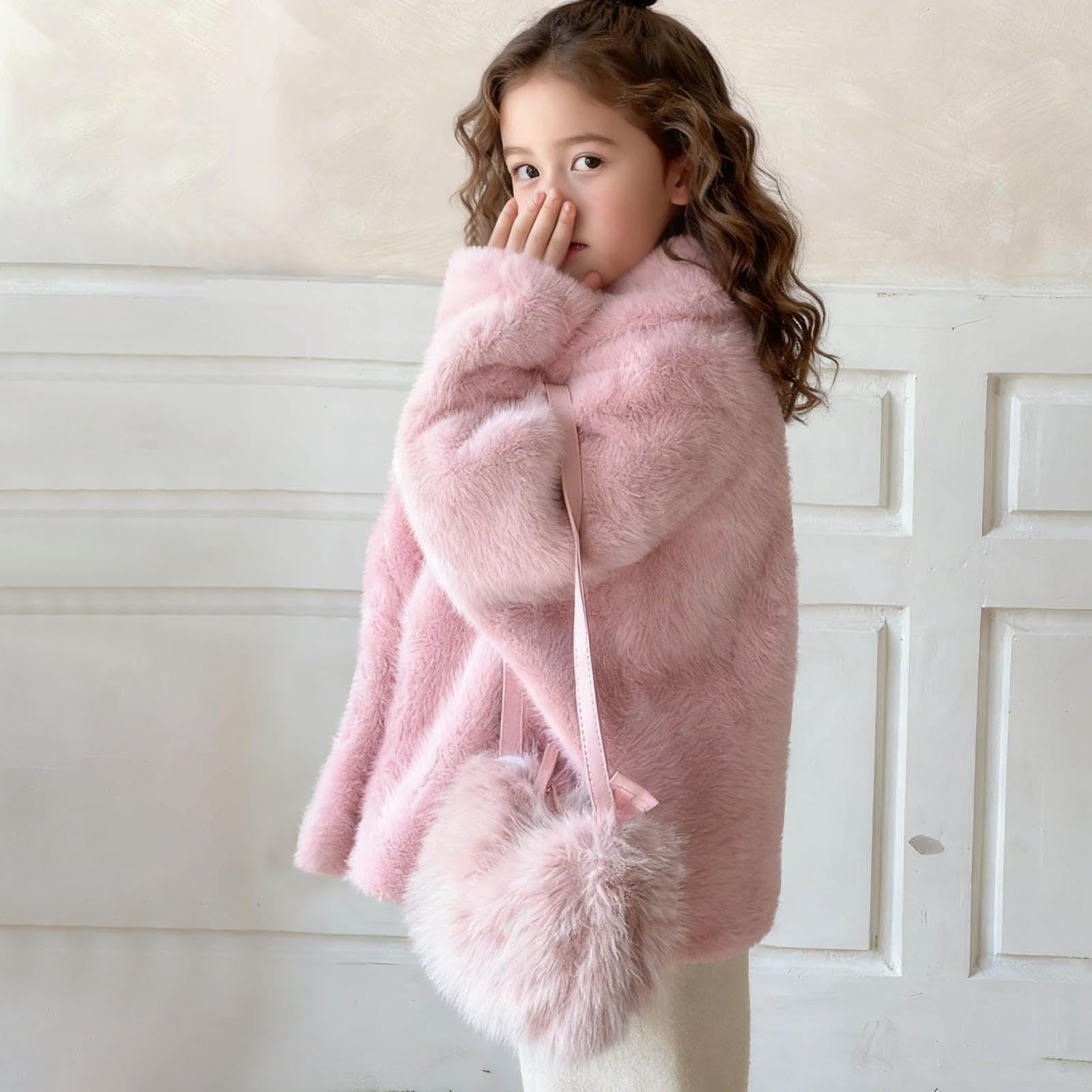 Cappotto in pelliccia sintetica per bambini, giacca invernale con risvolto, antivento, spesso, a maniche lunghe, con bottoni, giacche in pile caldo capispalla da 5-14 anni