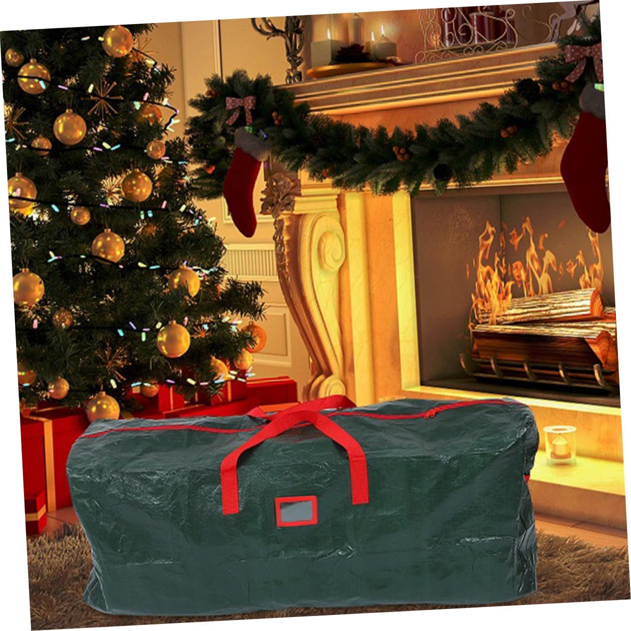 Artibetter Christmas Tree Storage Bag with Zippered Dustproof Design 135x34x68cm Waterproof Green Carry Handle Large Holiday Decoration Organizer for Artificial Trees