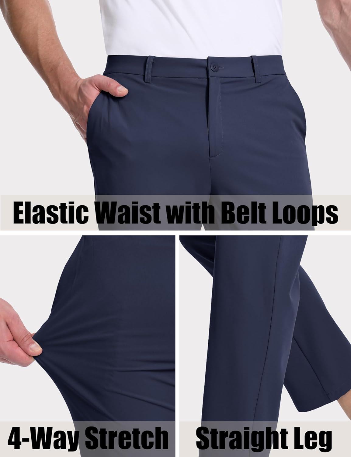 MAGCOMSEN Mens Golf Pants Stretch Dress Pants Quick Dry Water Resistant Lightweight Flat Front Work Pants Moisture Wicking - Image 5