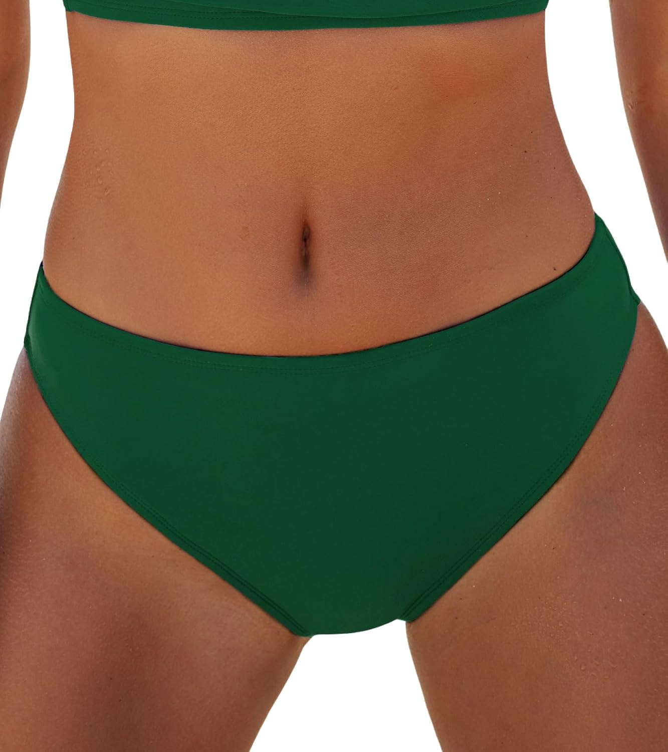 CUPSHE Women's Bikini Bottom Separate Mid Rise Modest Coverage Swim Bottom | Mix And Match Style, Solid Color, Smooth Stretch Fabric, Fully Lined, Everyday Swimwear, Beach Vacation
