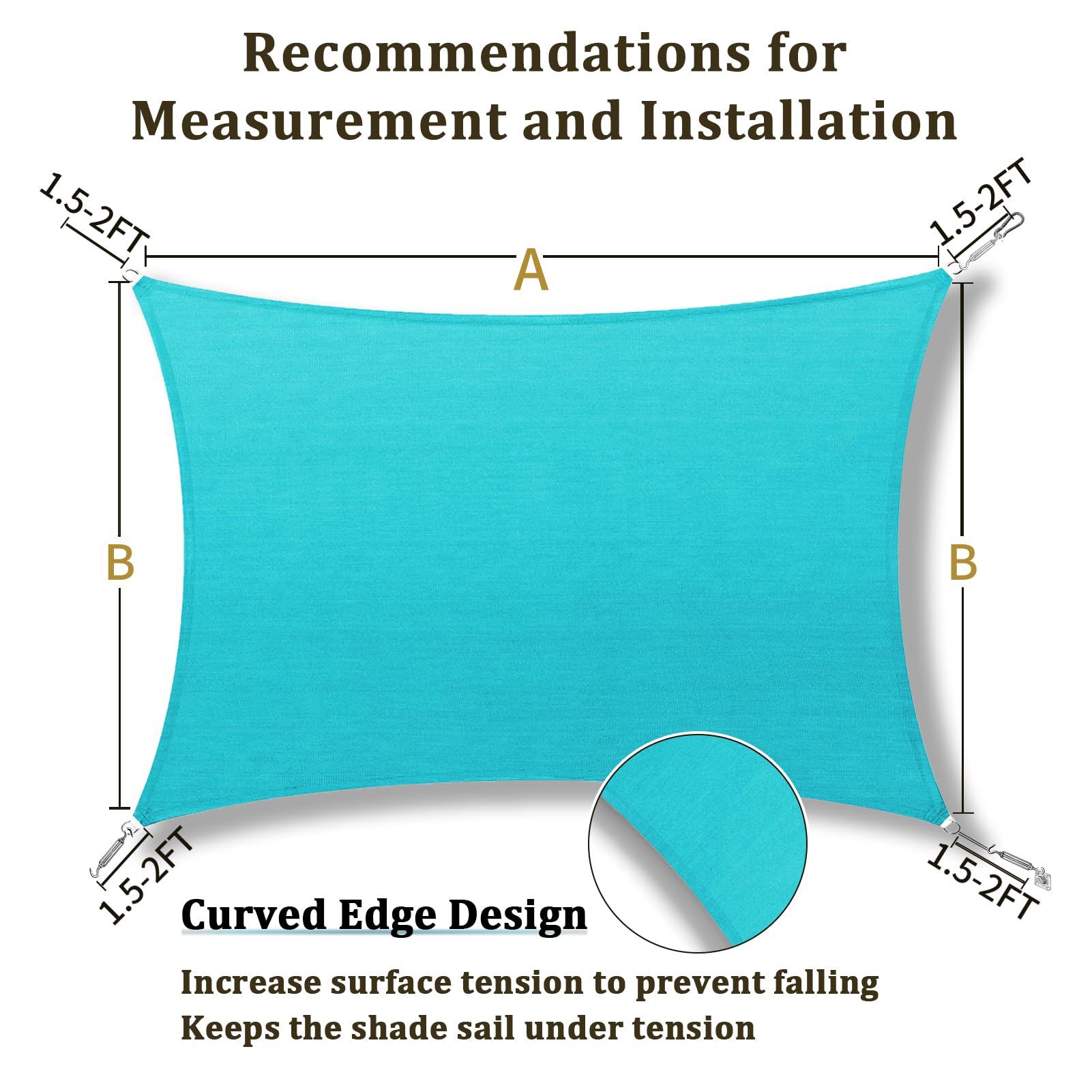 Snapklik.com : Shade&Beyond Sun Sail Shade Canopy Rectangle 8x10 185GSM ...