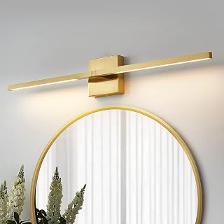 Gold Bathroom Vanity Light Fixtures - 30 inch Rotatable Modern LED Vanity Lights for Bathroom with 3500K Warm Light Brushed Bathroom Wall Sconce Over Mirror